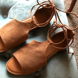 Suede ankle strappy sandals NWT